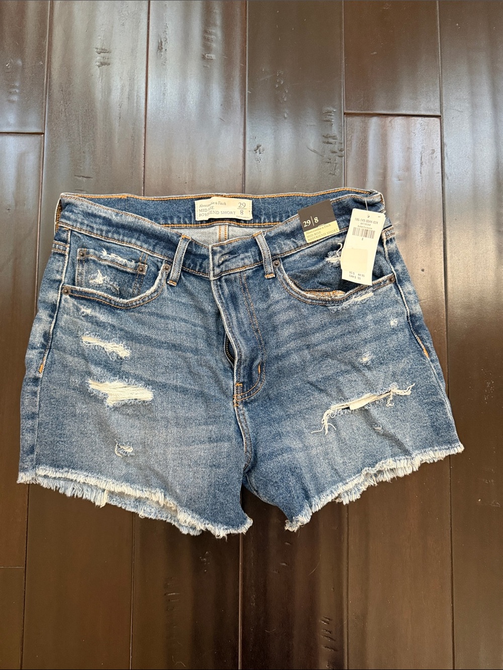 Abercrombie & Fitch Medium Blue Distressed Denim Cutoff Shorts